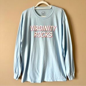 DANNY DUNCAN | Blue Long Sleeve VIRGINITY ROCKS Graphic Tee Sz L